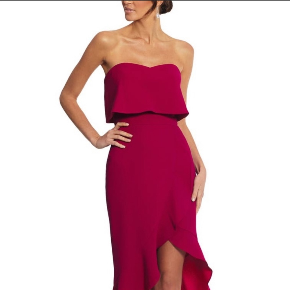 Xscape Crepe Bustier ruffle dress